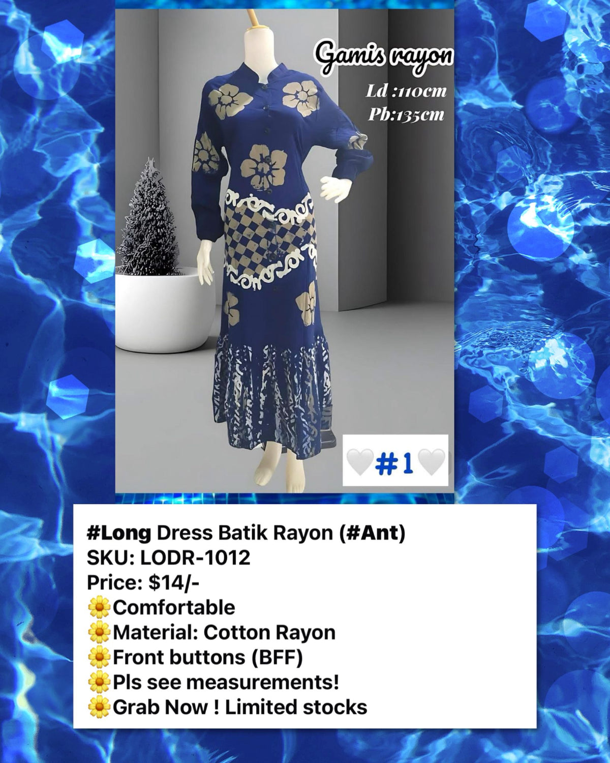 Long Dress Batik Rayon (LODR- 1012) (#ANT) - Traditional Artistry Meets Modern Twist