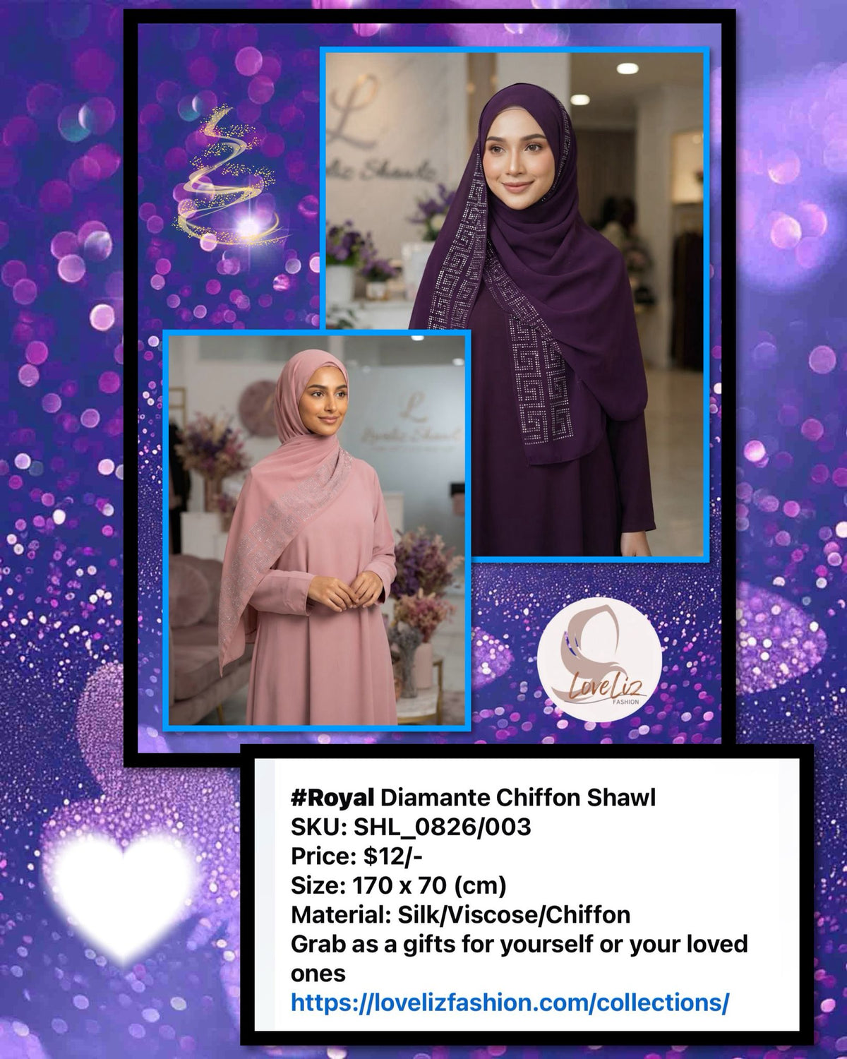 Royal Diamente Chiffon Shawl (SHL_0826/003)
