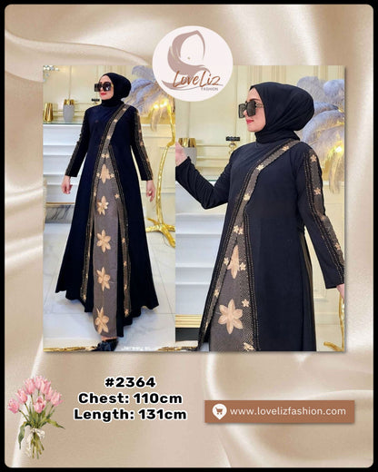 Exclusive Turkish Abaya Special Edition Silk & Chiffon 2-in-1 (ABYA_0226/215) (SN: 2229- 2365)