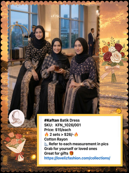 Kaftan Batik Dress (KFN_1026/001) (🔥 2 sets for $26/-)