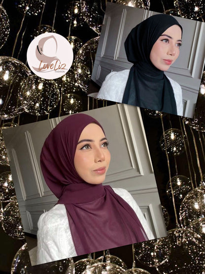 Shawl Hoodie Heavy Chiffon (SHL_0126/001) (#MM)