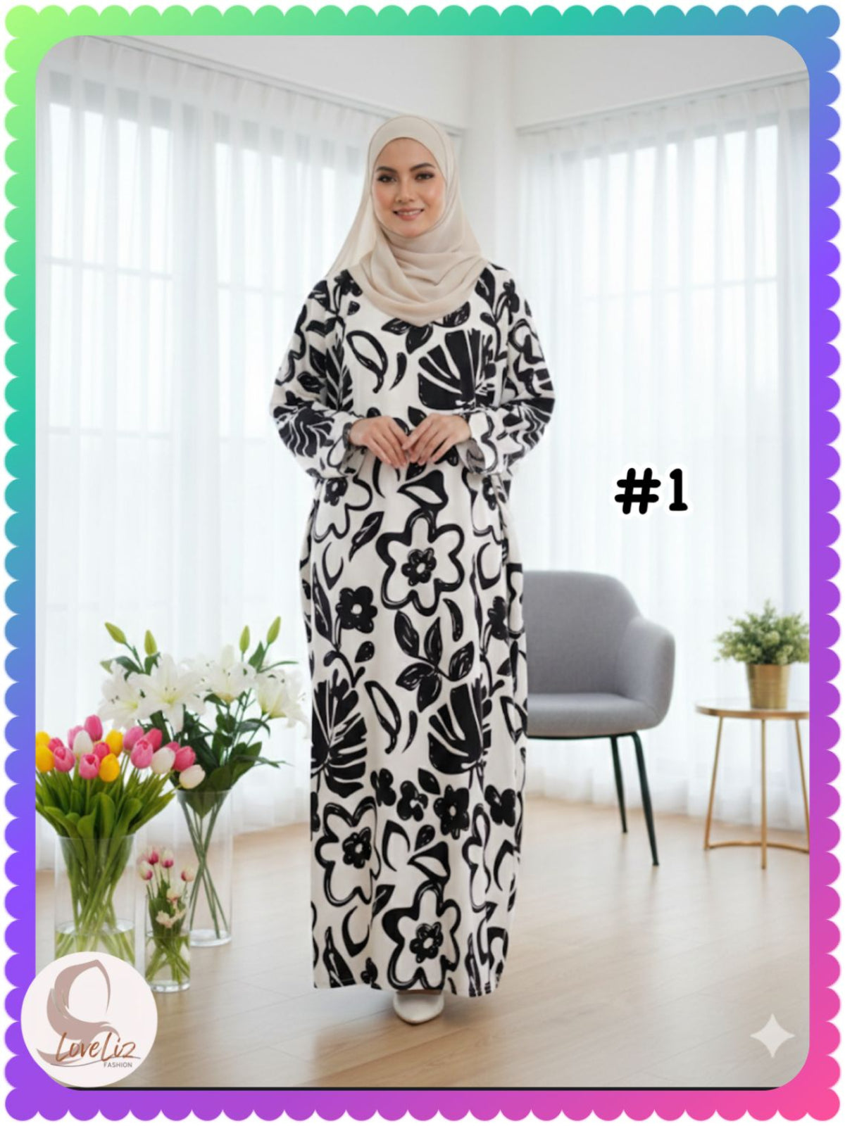 Long Printed Dress (LODR- 1007/3(B)) (#FFKNG)