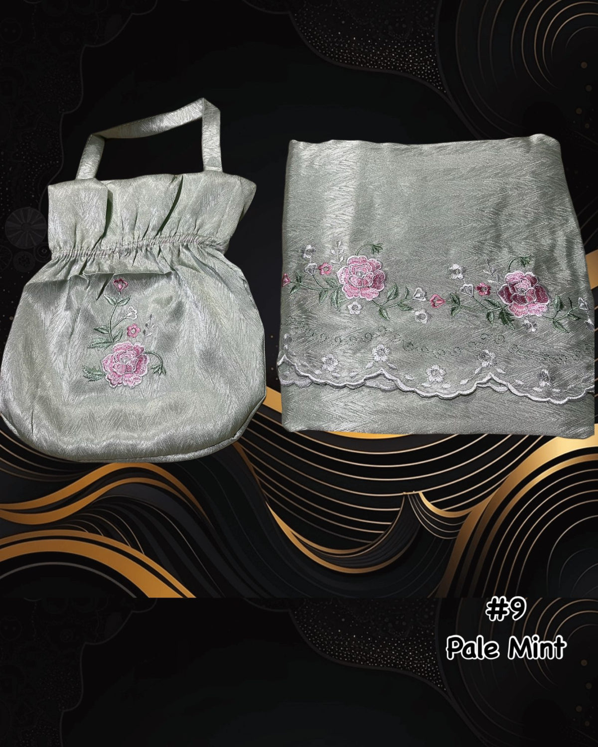 Exclusive Telekung Jacquard Satin w Oval Bag (TLKG- 1030A) (#AT)
