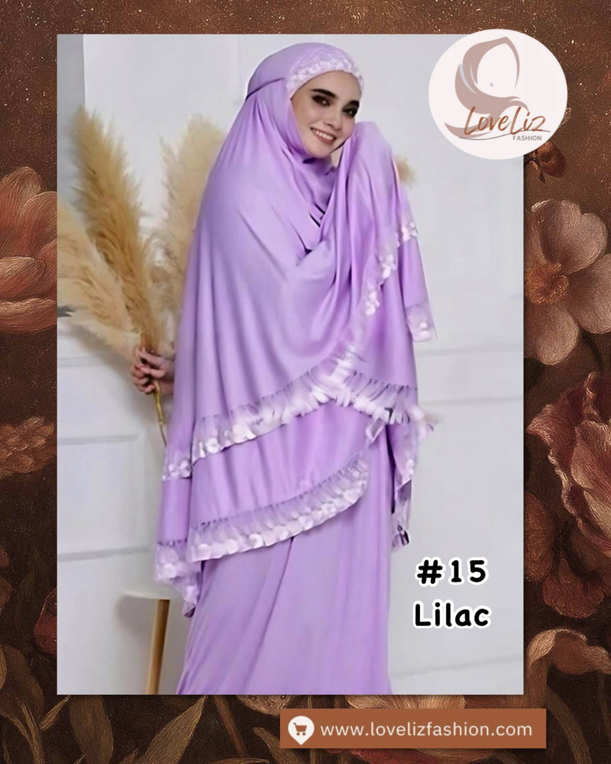 LoveLiz Fashion Double Lace Telekung (TLKG- 1004) (#ZC) Embraces You in Soft Lycra Viscose, making Every Prayer a Truly Graceful Experience.