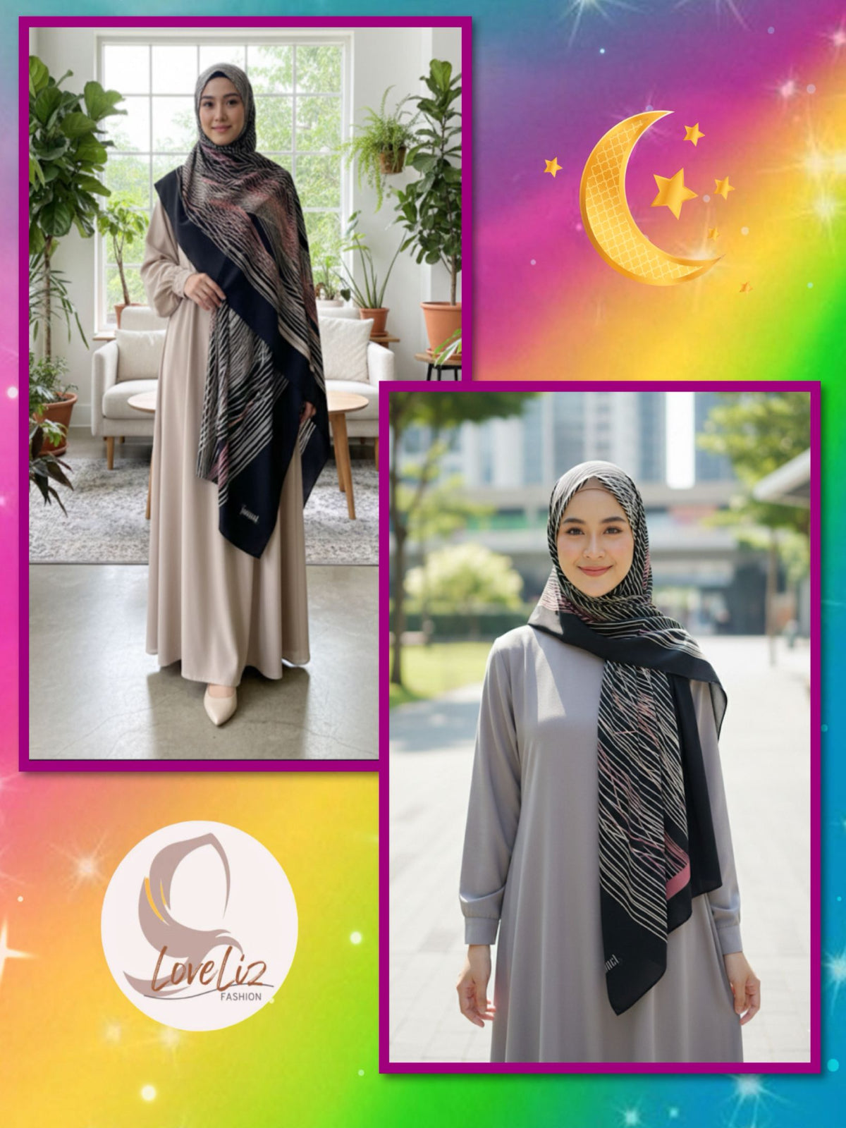 Abstract Geometric Heavy Chiffon Shawl (SHL_0226/003)