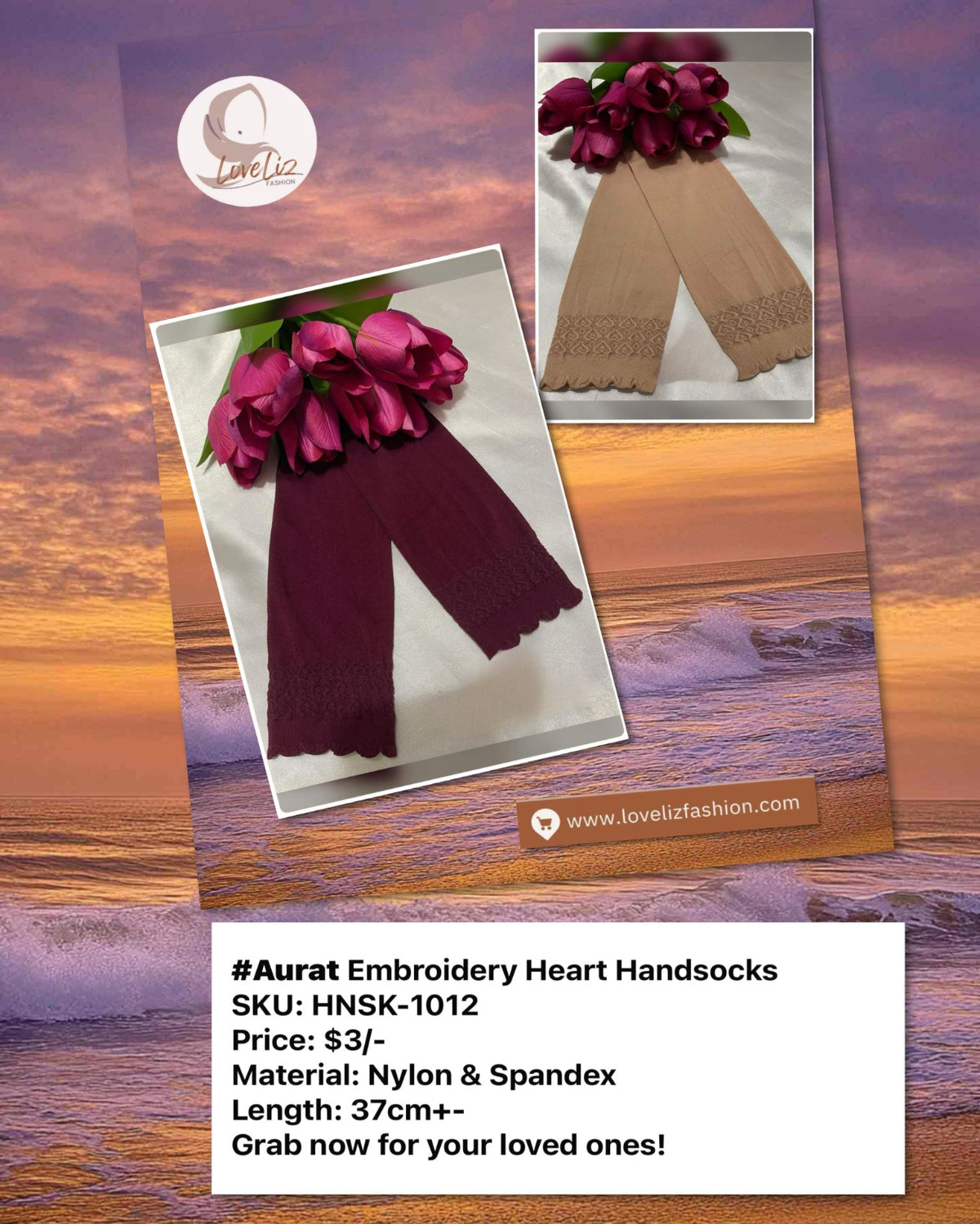 Aurat Embroidery Heart Handsocks (HNSK- 1012) (#HA- 7401)