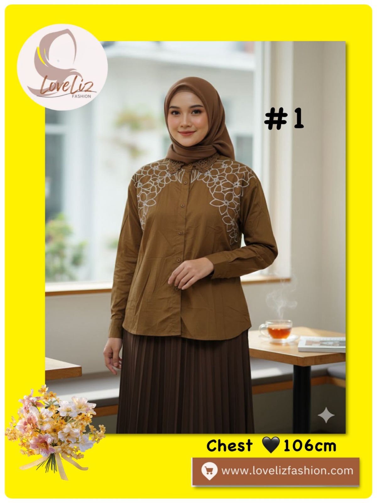 TOP Collar Embroidery Blouse (BLSE-1028) (#IDTA)
