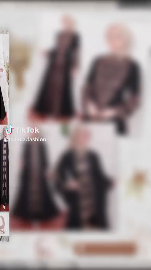 Exclusive Black Turkish Abaya with Swarovski Embroidery (ABYA_0226/185-205) (SN 1199- 1925)